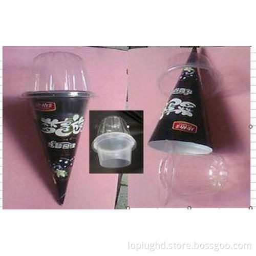 200ml Plastic Lid Disposable Ice Cream Cups Paper With Cone